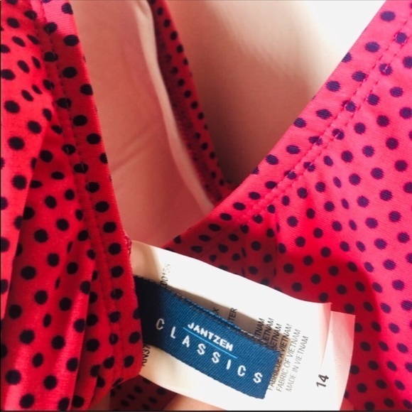 NEW Jantzen Classic pink swimsuit bow 14 Large adjustable straps L free shipping - Picture 5 of 8